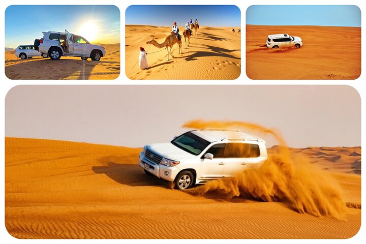 Doha: Sunrise /Sunset Desert Safari with Sand Boarding,Camel ride